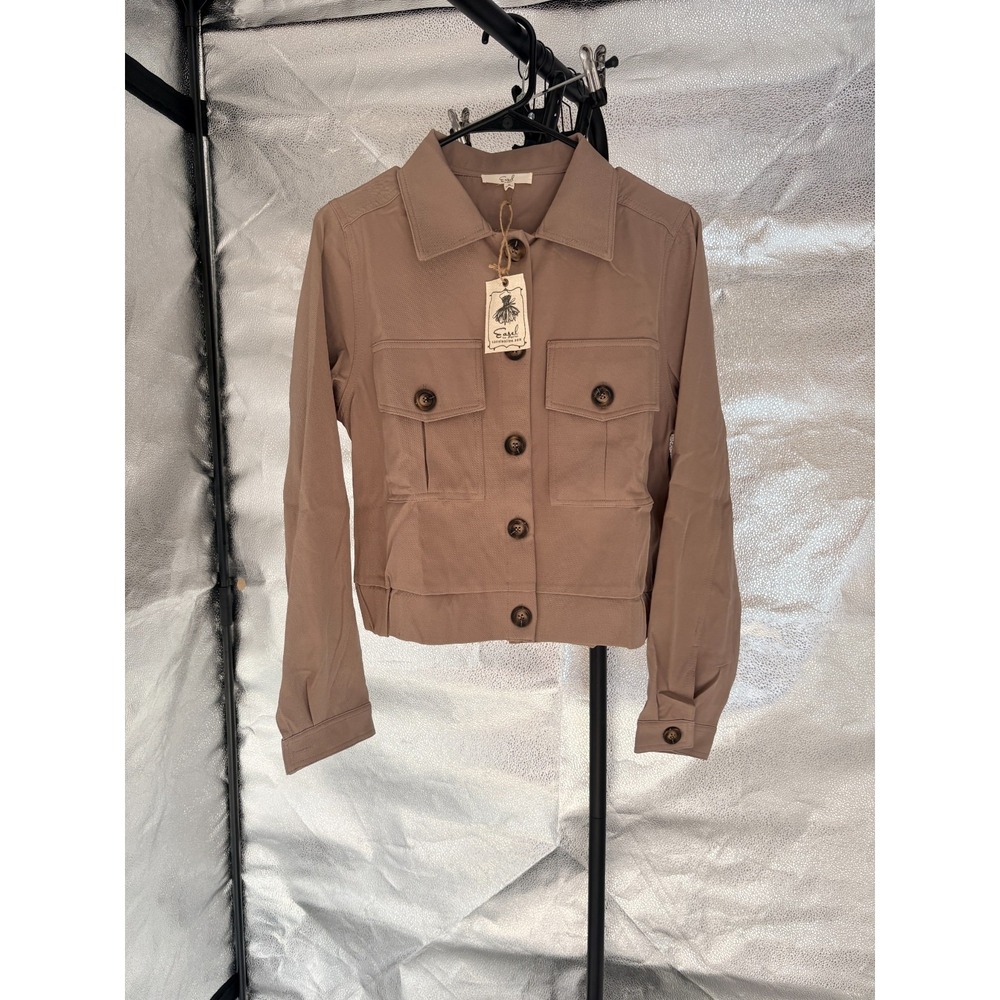 Easel Button Up Fitted Shirt Brown Sz M - Style ET20692